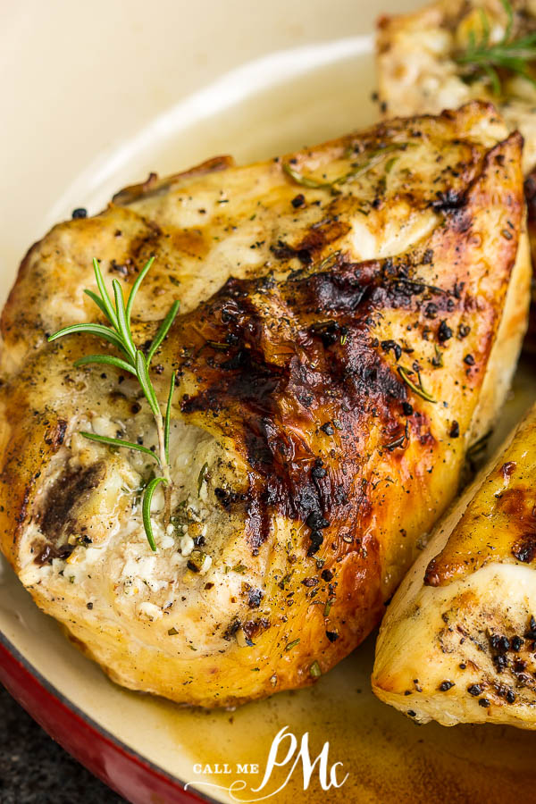 Easy to make, tender, juicy and flavorful, Grilled Rosemary Lemon Chicken Breasts make a delicious main dish entree. #grilledchicken #grilling #recipe #marinade #callmepmc