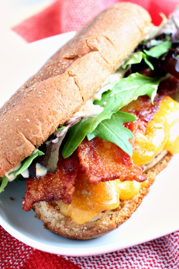 Sweet Tea Brined Chicken Cheddar Sandwich recipe - thicken breasts are brined in sweet tea then fried or grilled. Bacon, cheese, lettuce.