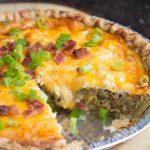 This Bacon and Sausage Quiche is perfect for lunch or dinner with a side salad and a glass of wine! It's creamy, cheesy and so delicious! A flavorful, savory addition to any brunch and a great way to use up leftover meat and veggies.