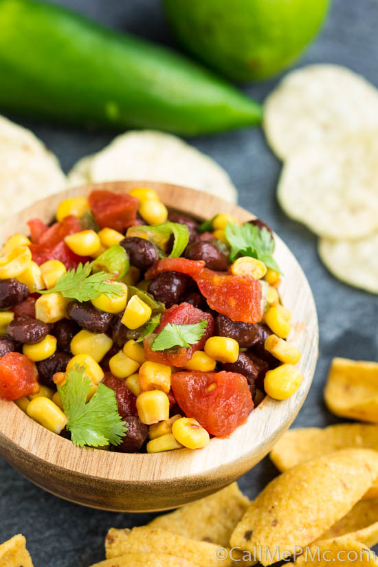 black bean salsa in a bowl.