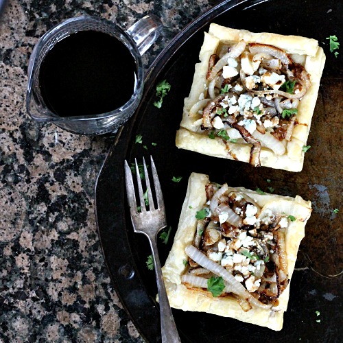 Caramelized Onion Blue Cheese Tart ovhd