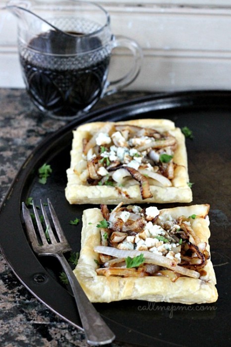 Caramelized Onion Blue Cheese Tart with Balsamic Reduction