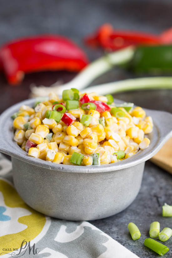 Corn Salad recipe is a must make for potlucks. Full of sweet corn, tomatoes, pepers, and jalapenos. This salad is creamy and refreshing.