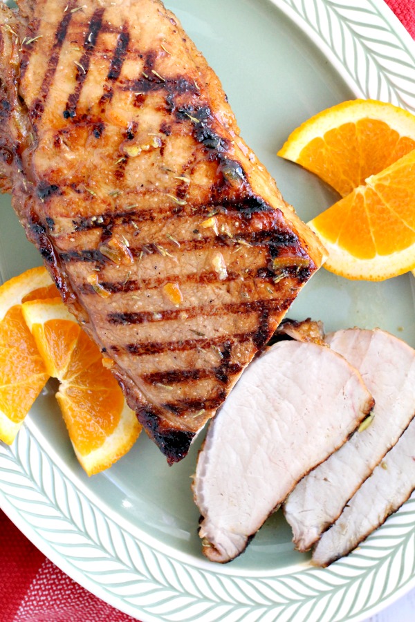 Orange Marmalade Pork Tenderloin - grilled & glazed with orange marmalade & spices. Great for entertaining or easy enough weeknight dinner! #recipe #pork #tenderloin #grilled #orange Orange Marmalade Pork Tenderloin