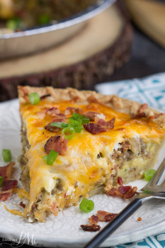 This Bacon and Sausage Quiche is perfect for lunch or dinner with a side salad and a glass of wine! It's creamy, cheesy and so delicious! A flavorful, savory addition to any brunch and a great way to use up leftover meat and veggies.