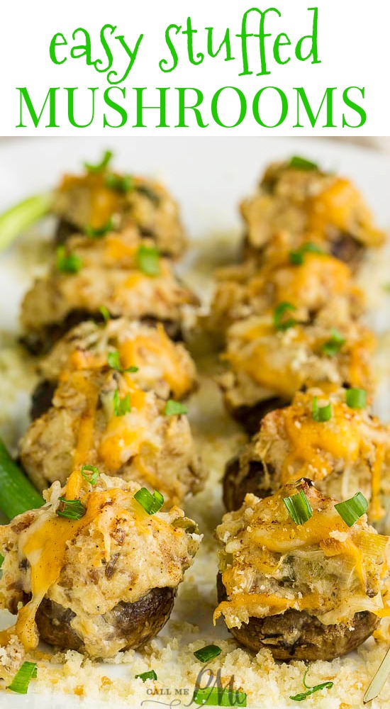 Stuffed Mushrooms are an easy make-ahead appetizer and are jam-packed with flavor from three kinds of cheese, herbs, and spices. #mushrooms #vegetarian #appetizer #recipe #creamcheese #breadcrumbs #makeahead #easy Cheese bombs appetizer