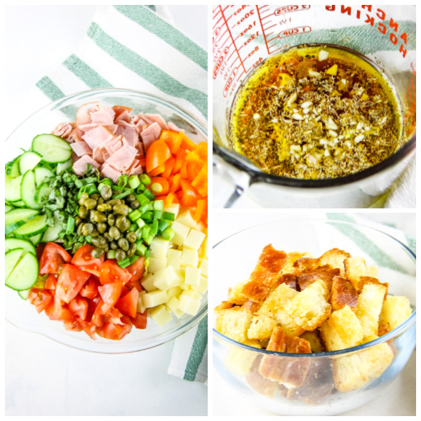 Panzanella Salad Recipe is a delicious salad that perfect all year. It's great on its own or as a side dish and works great alongside grilled meats or oven-roasted dinners. #salad #Italian #Italianbread #recipe #panzanella #tomatoes Panzanella Salad