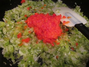 onions and peppers cooking