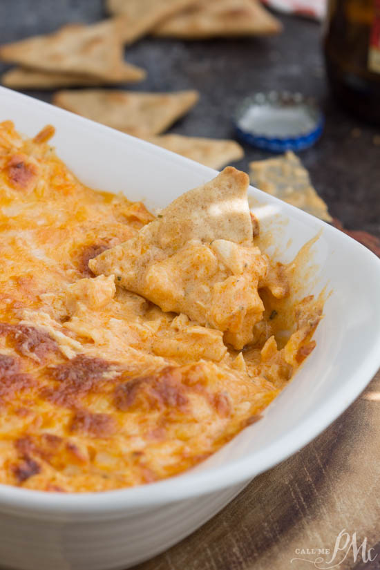 Spicy, cheesy, creamy, hearty Buffalo Chicken Dip, is a mouth-watering, crowd-favorite dip recipe made with three kinds of cheese, tender simmered chicken & hot Buffalo sauce.