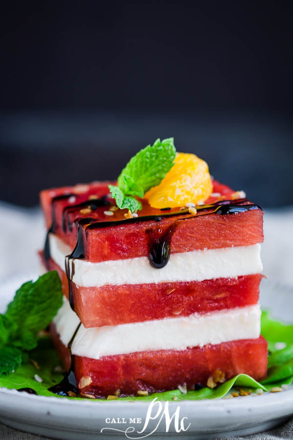 Fresh Mozzarella Watermelon Salad is an easy salad and a great no-cook strategy for staying cool in the summer heat!