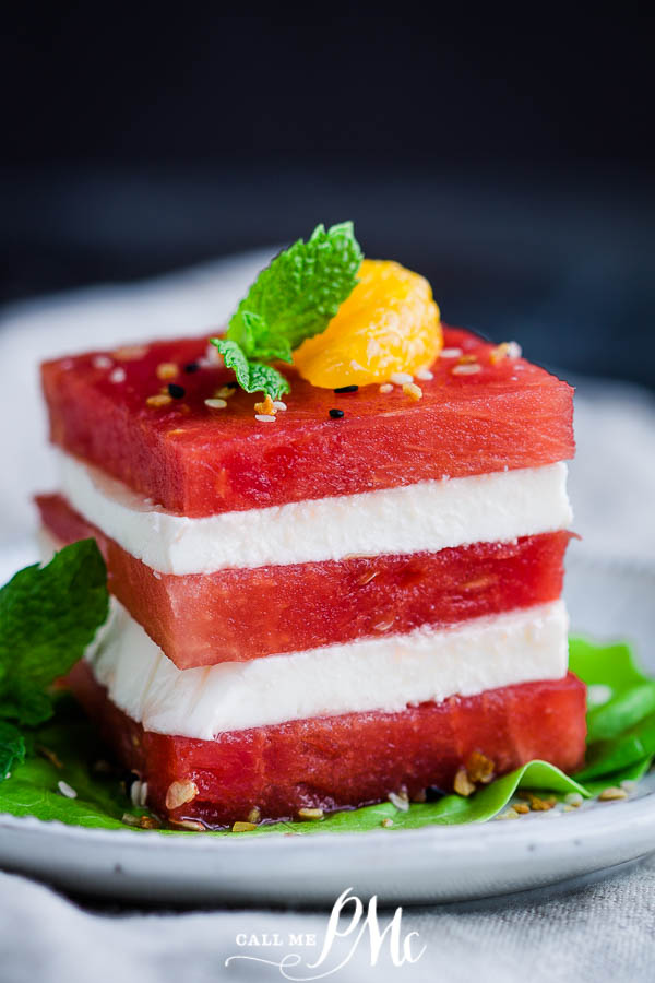 Fresh Mozzarella Watermelon Salad is an easy salad and a great no-cook strategy for staying cool in the summer heat!