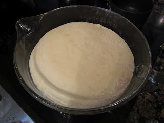 cinnamon roll dough after 2 hours of rising