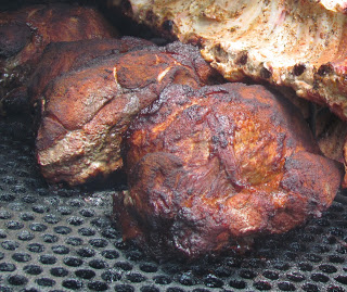 two pieces of smoked Boston butt