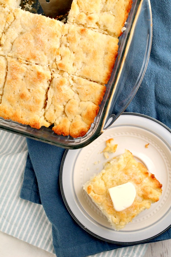 Buttery pan biscuits pan of butter swim biscuits.