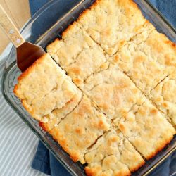 Buttered Pan Biscuits is an easy biscuit recipe that requires no rolling, no kneading, and no biscuit cutter. Warm, homemade biscuits are so much easier than you thought. #biscuits #recipe #Southernfood #Southernbiscuits #callmepmc