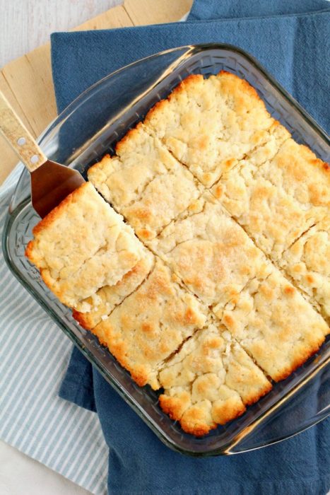 Buttered Pan Biscuits, made with baking powder