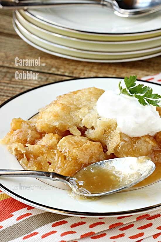 Homemade cobbler with butter milk and brown sugar Caramel Cobbler