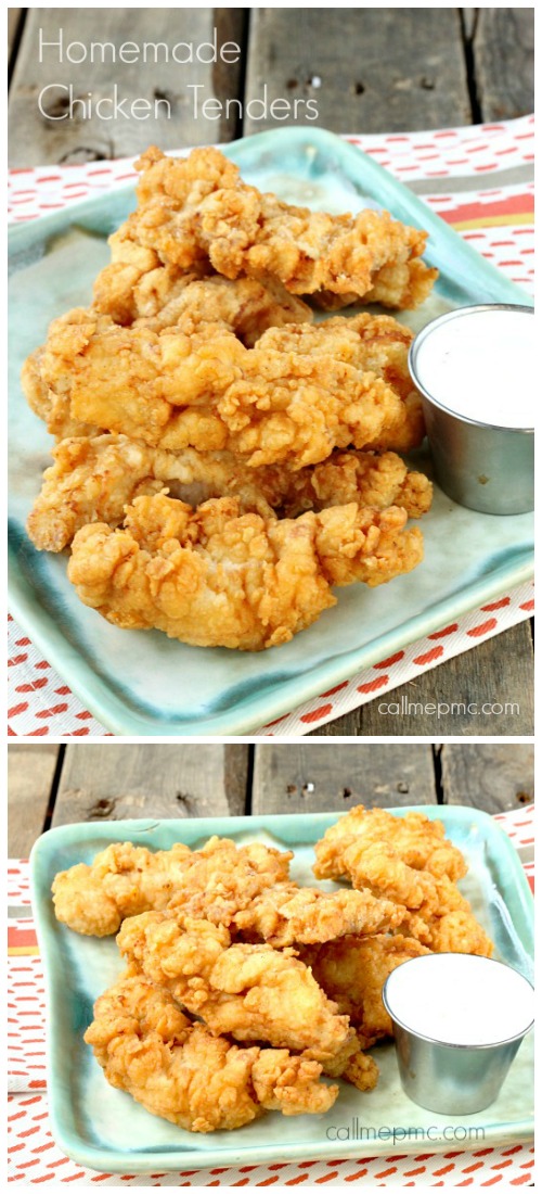 Crispy, crunchy outside with a tender inside Homemade Fried Chicken Tenders are always a hit! #chicken #friedchicken #chickentenders #chickennuggets #homemade #recipe Homemade Chicken Tenders