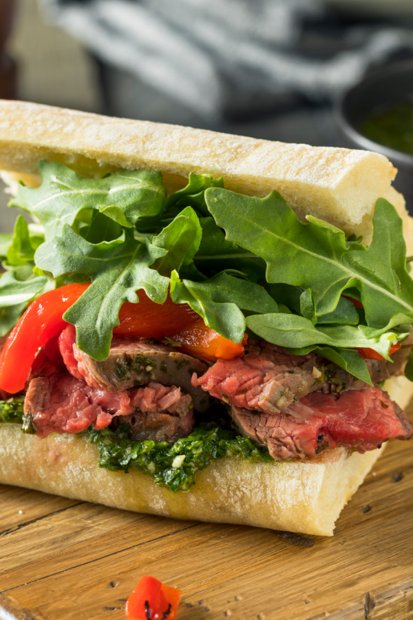 The Ultimate Steak Sandwich with Arugula and Pesto - Our Salty Kitchen