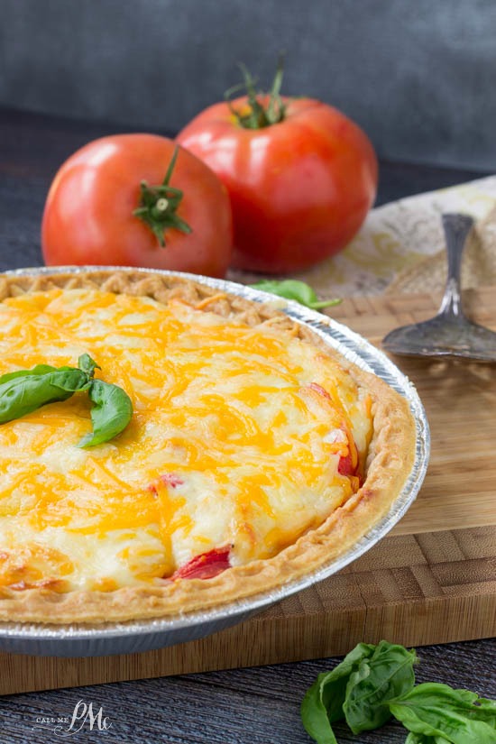 Make the most of those fresh tomatoes with a savory Traditional Southern Tomato Pie. It's full of flavor from two cheeses, fresh sun ripened tomatoes and a buttery pie crust. Traditional Southern Tomato Pie a delicious, savory recipe