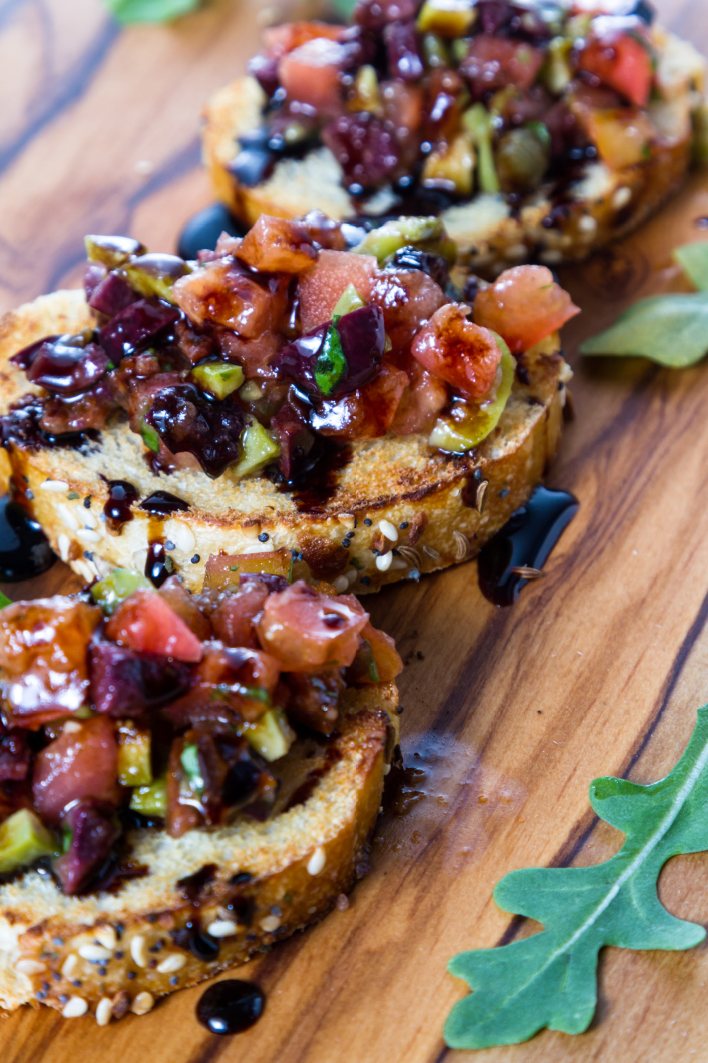 balsamic reduction on bruschetta