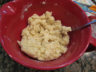 Doughy mixture in a bowl.
