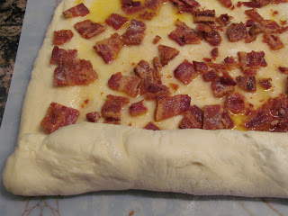 Bacon Breakfast Rolls with Maple Glaze Yeast dough with butter and bacon.