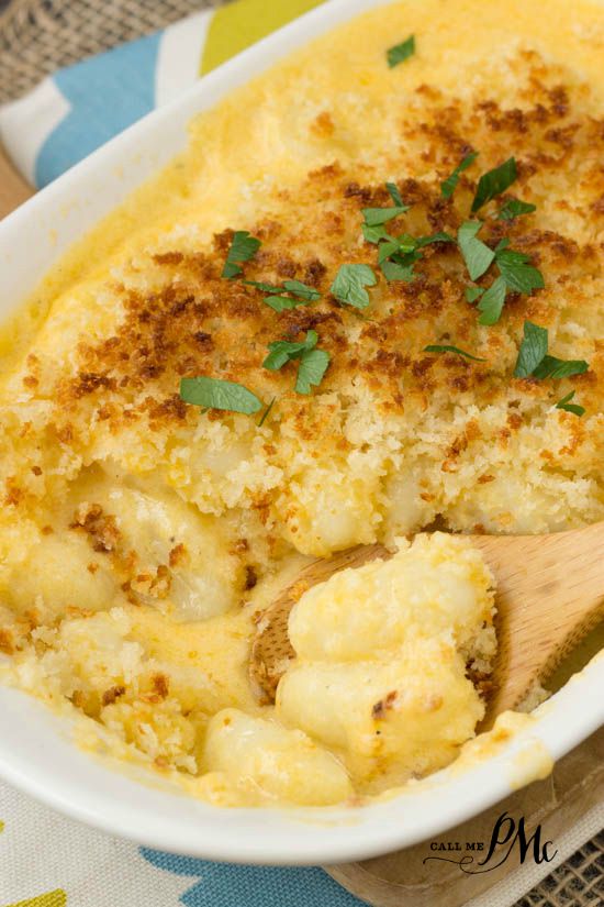 This gnocchi mac and cheese recipe is rich, creamy, and simple to make. It's comfort food at it's best! #gnocchi #macandcheese #cheese #casserole #quick #easy #food #cooking Gnocchi Mac and Cheese -- rich, creamy, easy to make, and unbelievably good