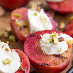 Grilled Plums with Mascarpone are perfect as a fresh, luscious, and simply elegant dessert, or as a unique side paired with a savory dish.