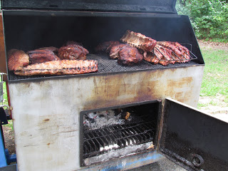 ribs and Boston butts on smoker