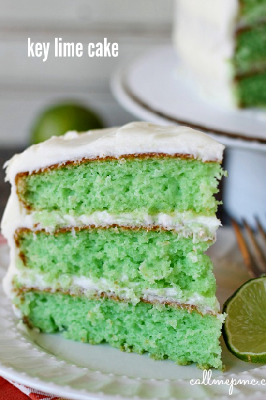 Rich, bright, and fluffy, my Easy Key Lime Cake with Key Lime Cream Cheese Frosting has a tangy lime flavor with decadent cream cheese frosting. It's great for spring and summer special occasions! #cake #dessert #recipe #easy #keylime #creamcheese #lime #layercake Easy Key Lime Cake