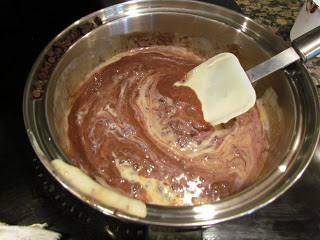 cake batter in a mixing bowl.