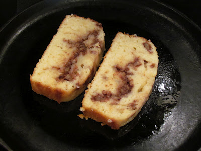Peanut Butter Bread in a black skillet.