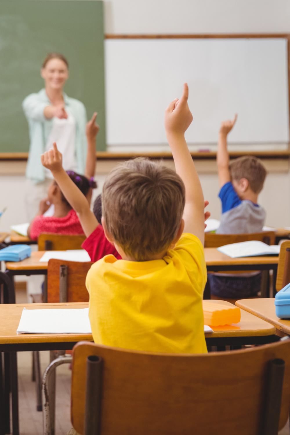 child in school room