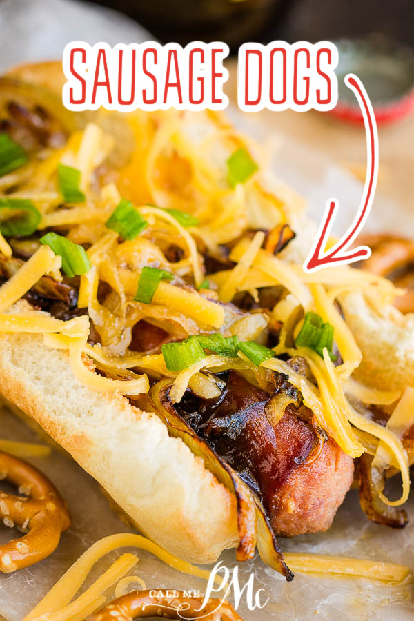 SAUSAGE DOGS with cheese green onions