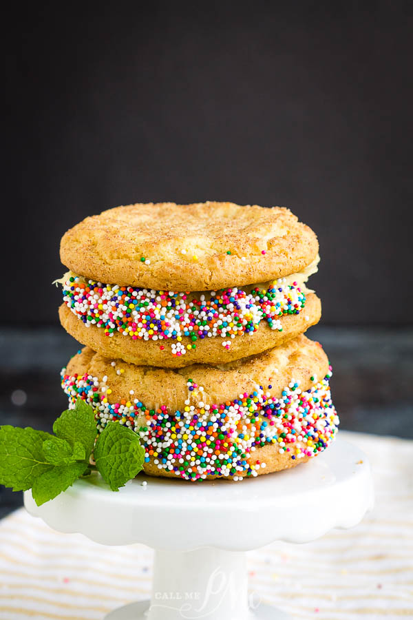 Delicious thick, soft, and chewy Snickerdoodle cookies are filled with Salted Caramel Frosting for a sinfully delicious dessert.