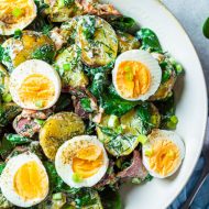 LOADED SUMMER GREENS WITH DILL SAUCE