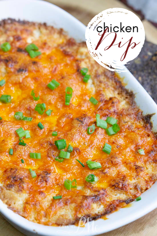 Chicken Dip is a warm, creamy, spicy dip that’s perfect for game day! Perpetually a party favorite, this easy recipe is so simple to make and insanely delicious! #recipe #dip #chicken #appetizer #creamcheese Chicken Dip
