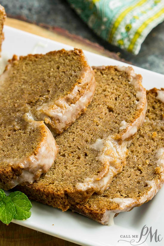 Quick cinnamon roll bread on a plate.