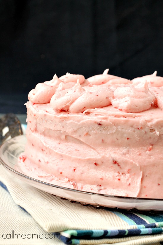 Easy Strawberry Cake. Easy Strawberry Cake tastes and looks like a bakery cake, but is easier than from-scratch! It's full of strawberries in the cake and the icing. This cake is 'easy' because it starts with a cake mix, but don't worry unless you tell no one will ever know, it tastes like homemade.