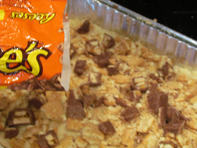 A baking dish with pan of broken cookies.