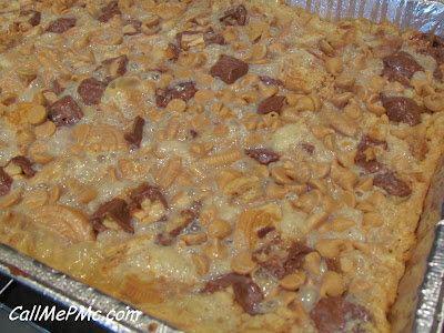 Peanut butter and chocolate in a pan on top of a stove.