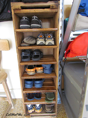 Scrap wood project rack for shoes.