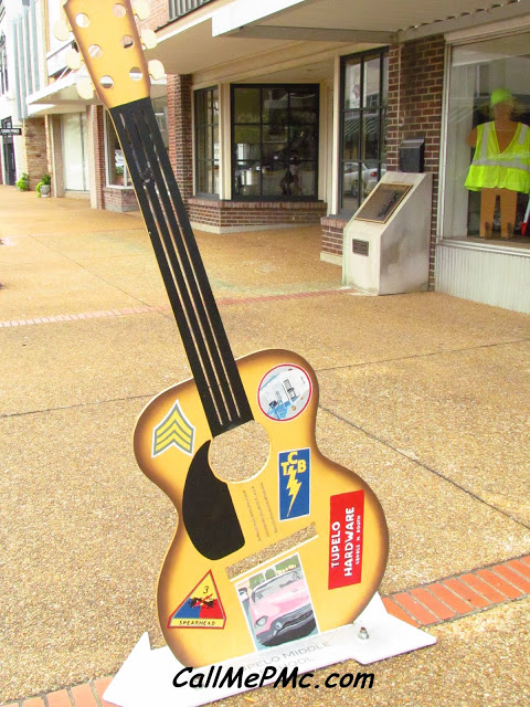 Elvis inspired guitars downtown Tupelo MS