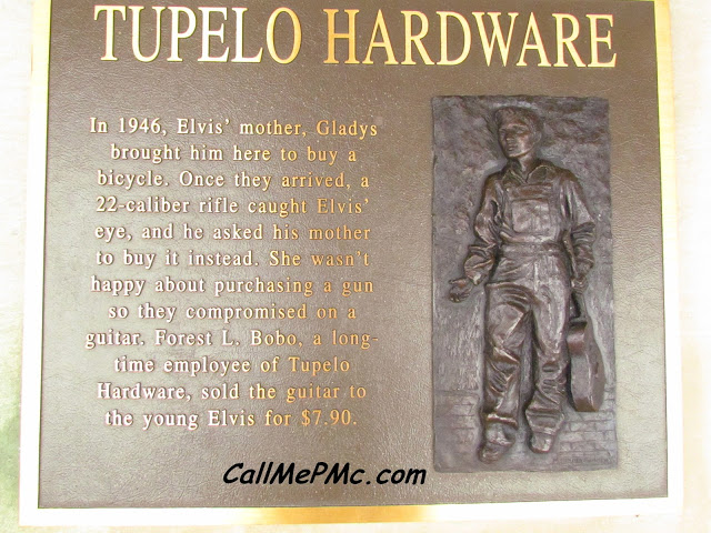 Tupelo Hardware, Tupelo, MS where Elvis bought his first guitar Momument signage at Tupelo Hardware, Tupelo, MS