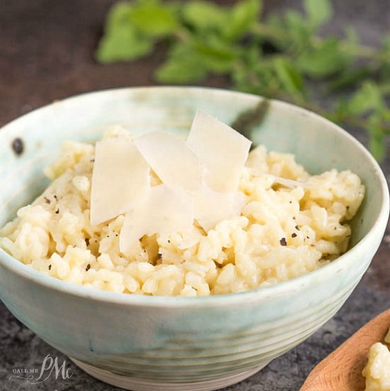 parmesan risotto in a bowl.