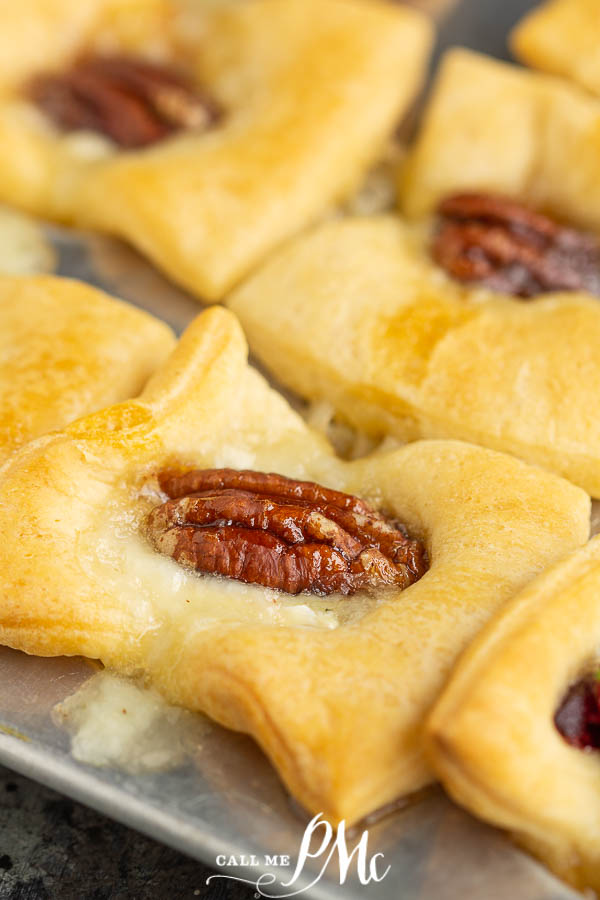 crescent dough with cheese ,honey and pecans Hot Honey Brie Pecan Bites