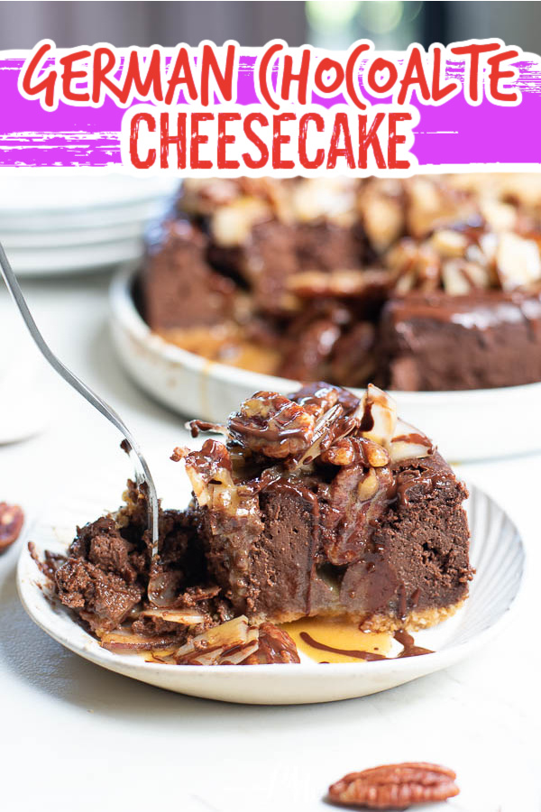 slice of German Chocolate Cheesecake