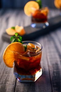 bourbon cocktail in a highball glass.