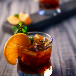 bourbon cocktail in a highball glass.